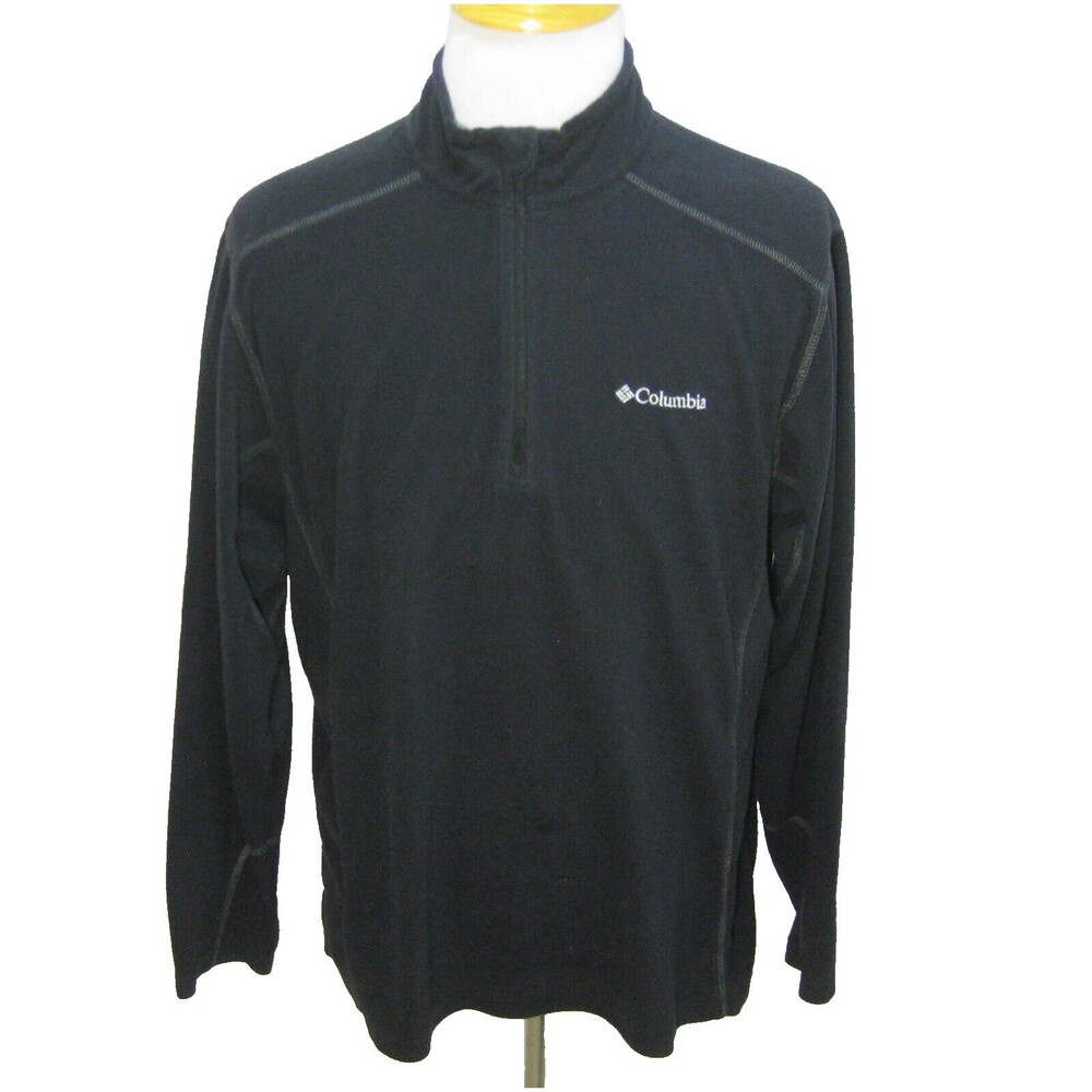 COLUMBIA Men's (Size Large) Black Long Sleeve 1/4 Zip Fleece Sweater Sweatshirt
